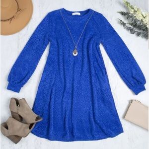 Long sleeve chenille shift dress